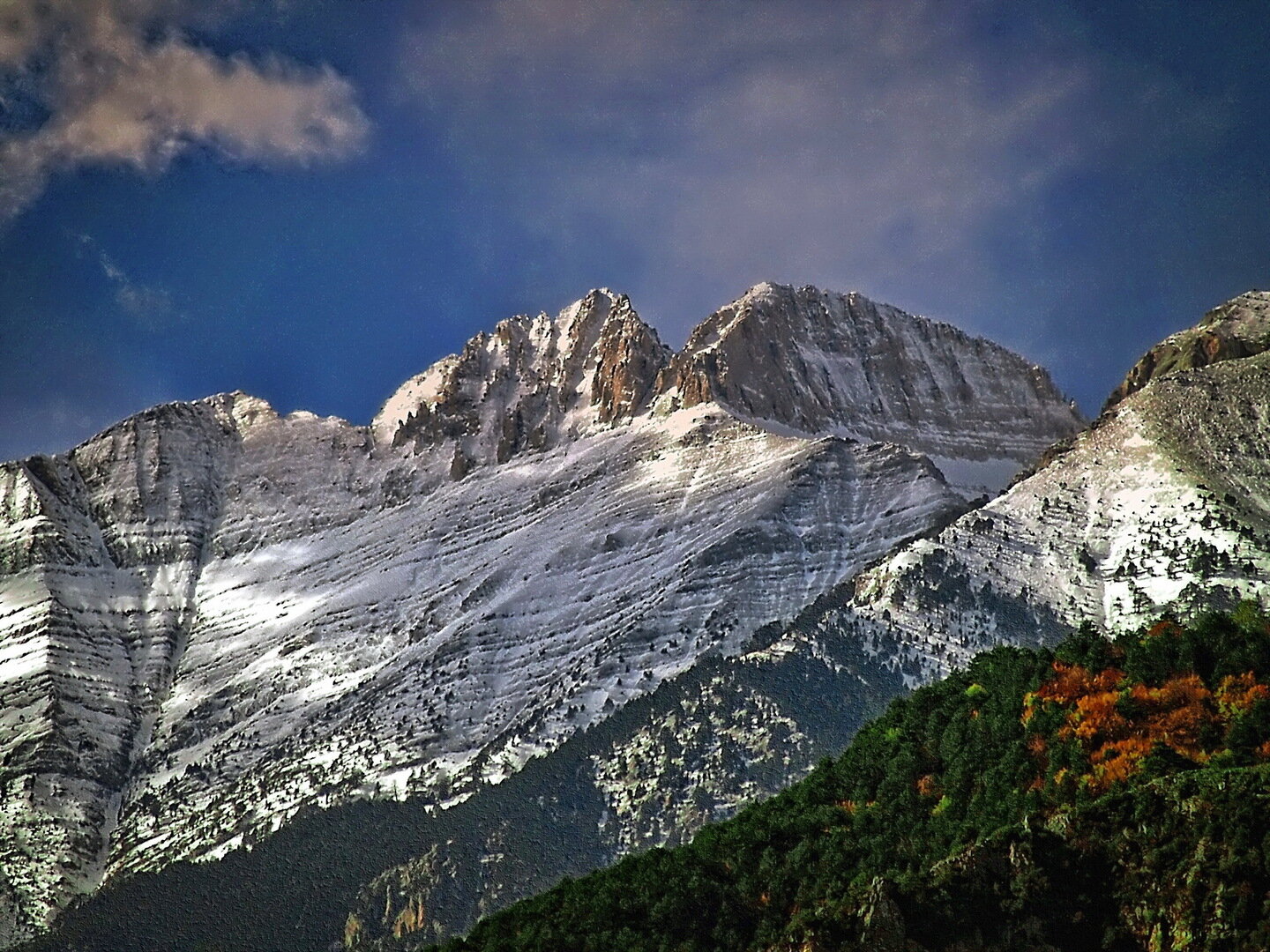 Snow-capped peaks of Mount Olympus rising above northern Greece